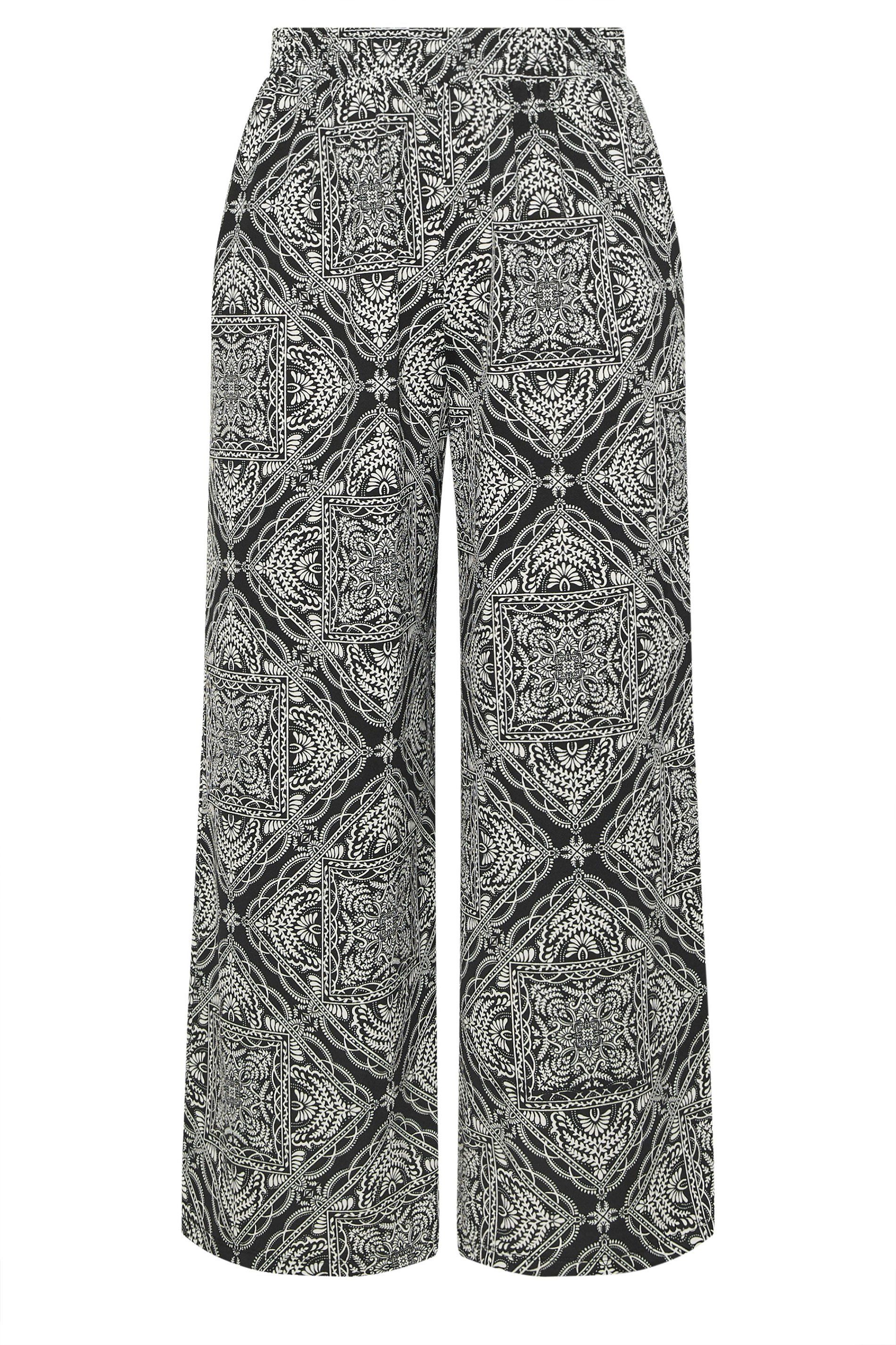 Yours Paisley Textured Wide Leg Trousers