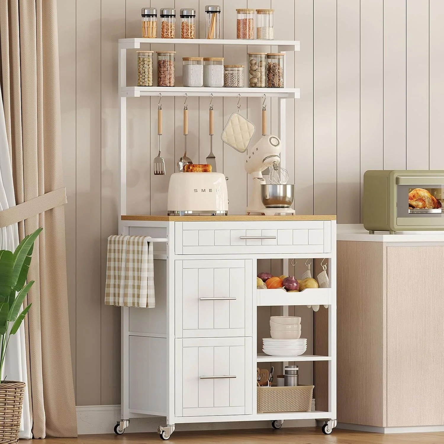 Mobile Kitchen Island Storage Kitchen Island Cart Shelves 3 Drawers