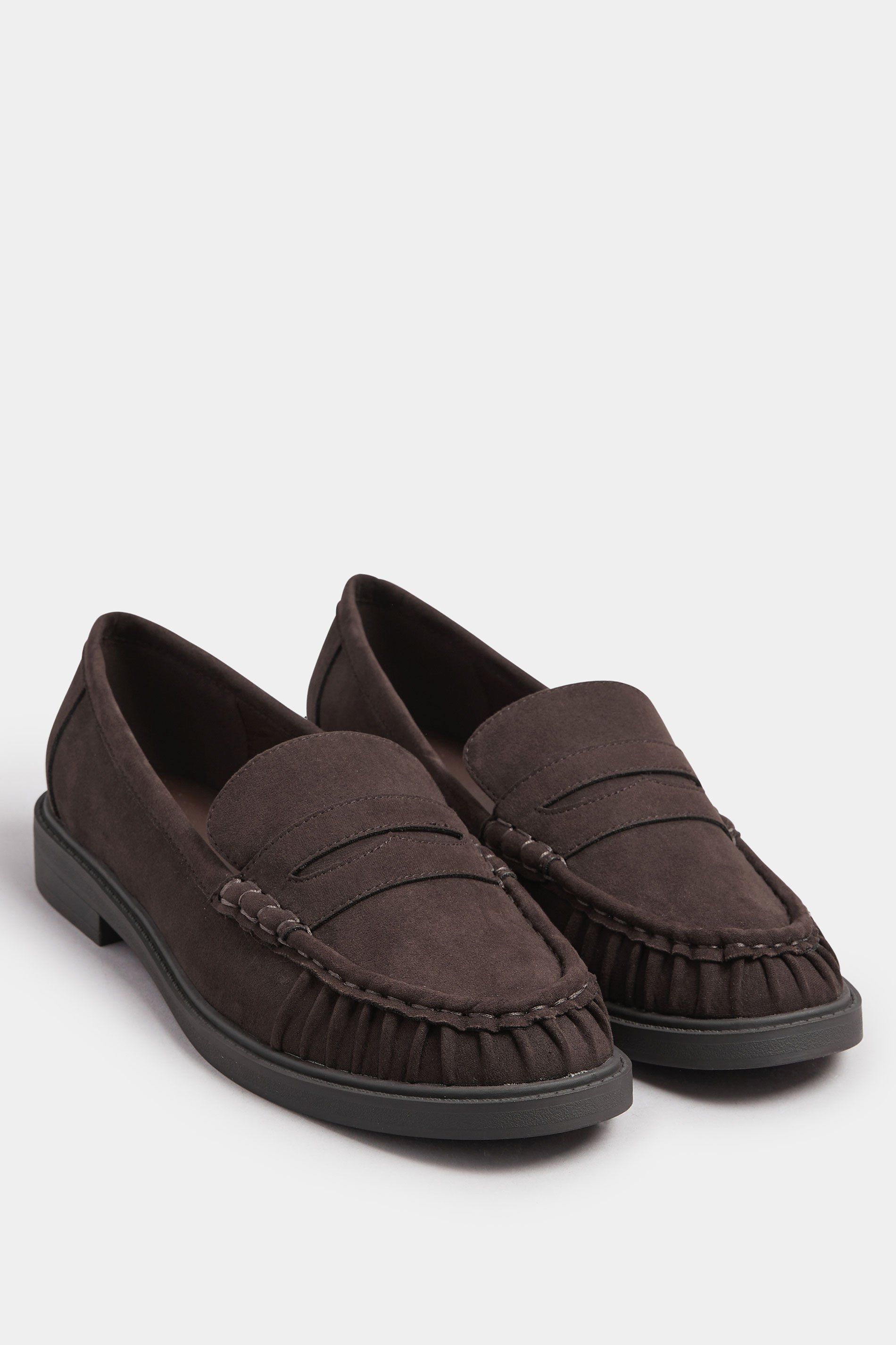 Yours Faux Suede Ruched Front Loafers In Extra Wide EEE Fit