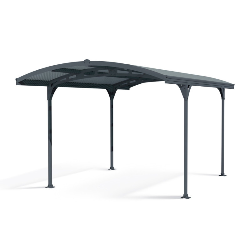 Carport en aluminium Atlas gris foncé 13,4 m²