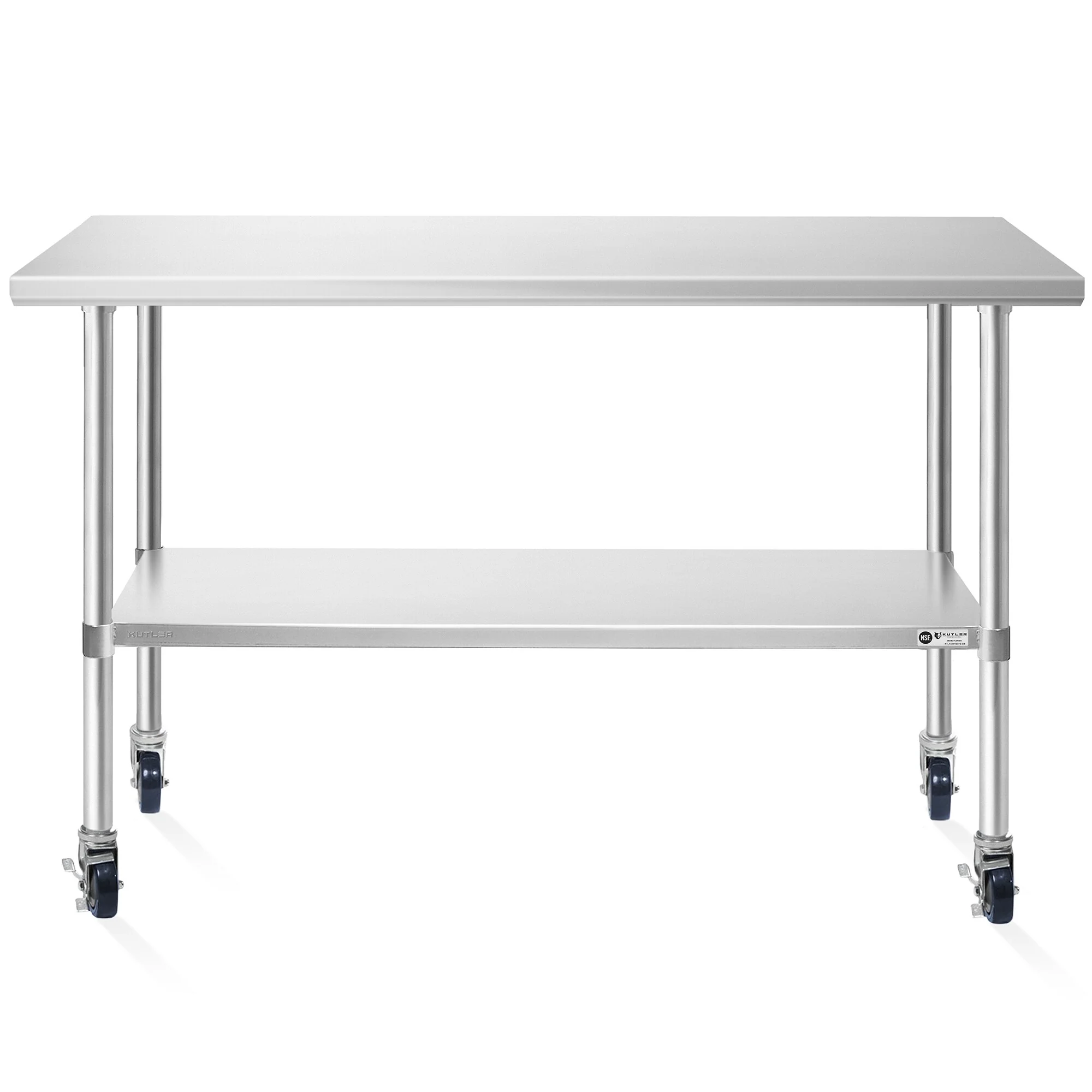 24 x 60in NSF Commercial Stainless Steel Prep and Work Table w Wheels - 24 x 60