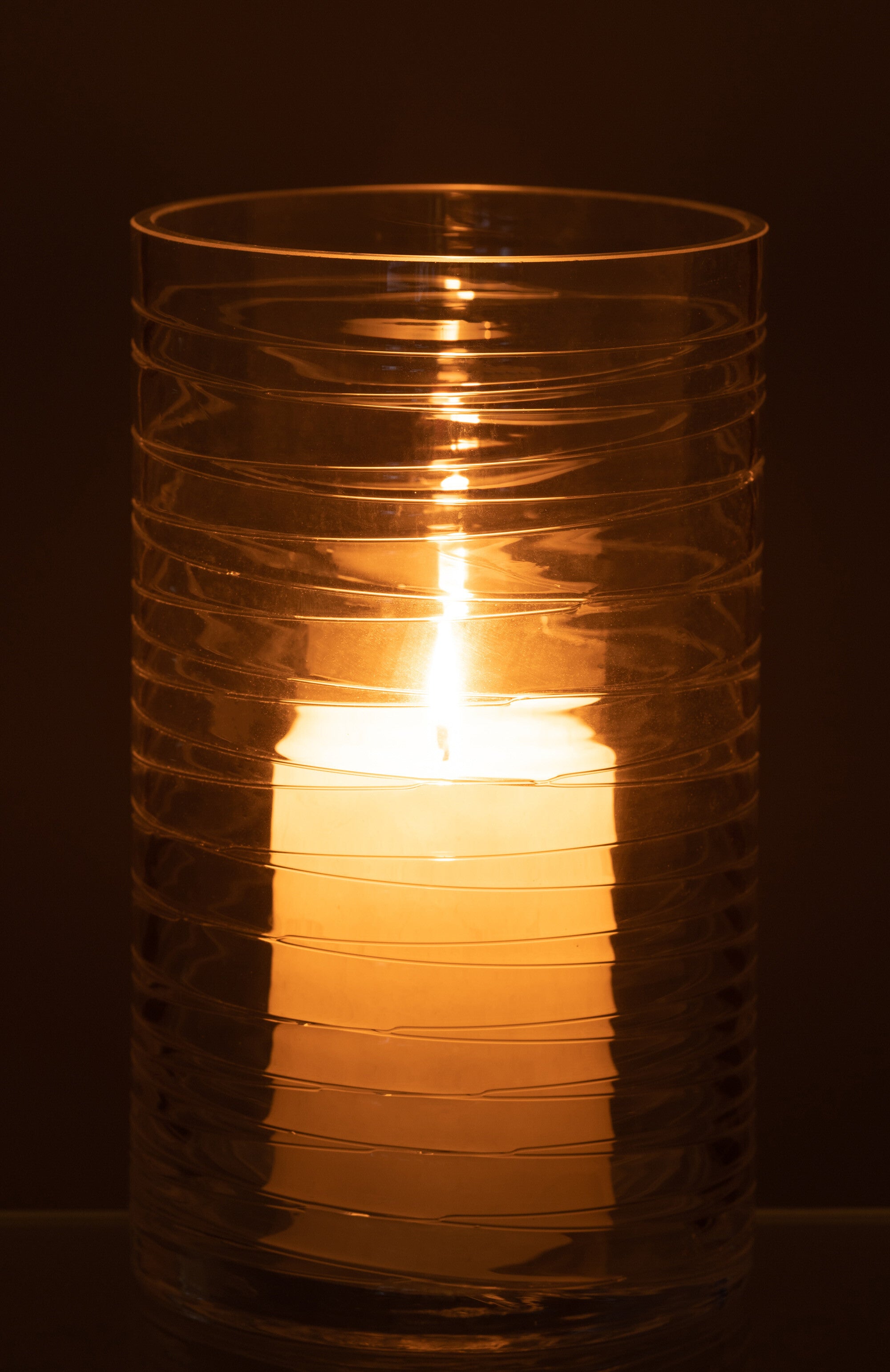 J-Line windlicht Strepen - glas - transparant - large