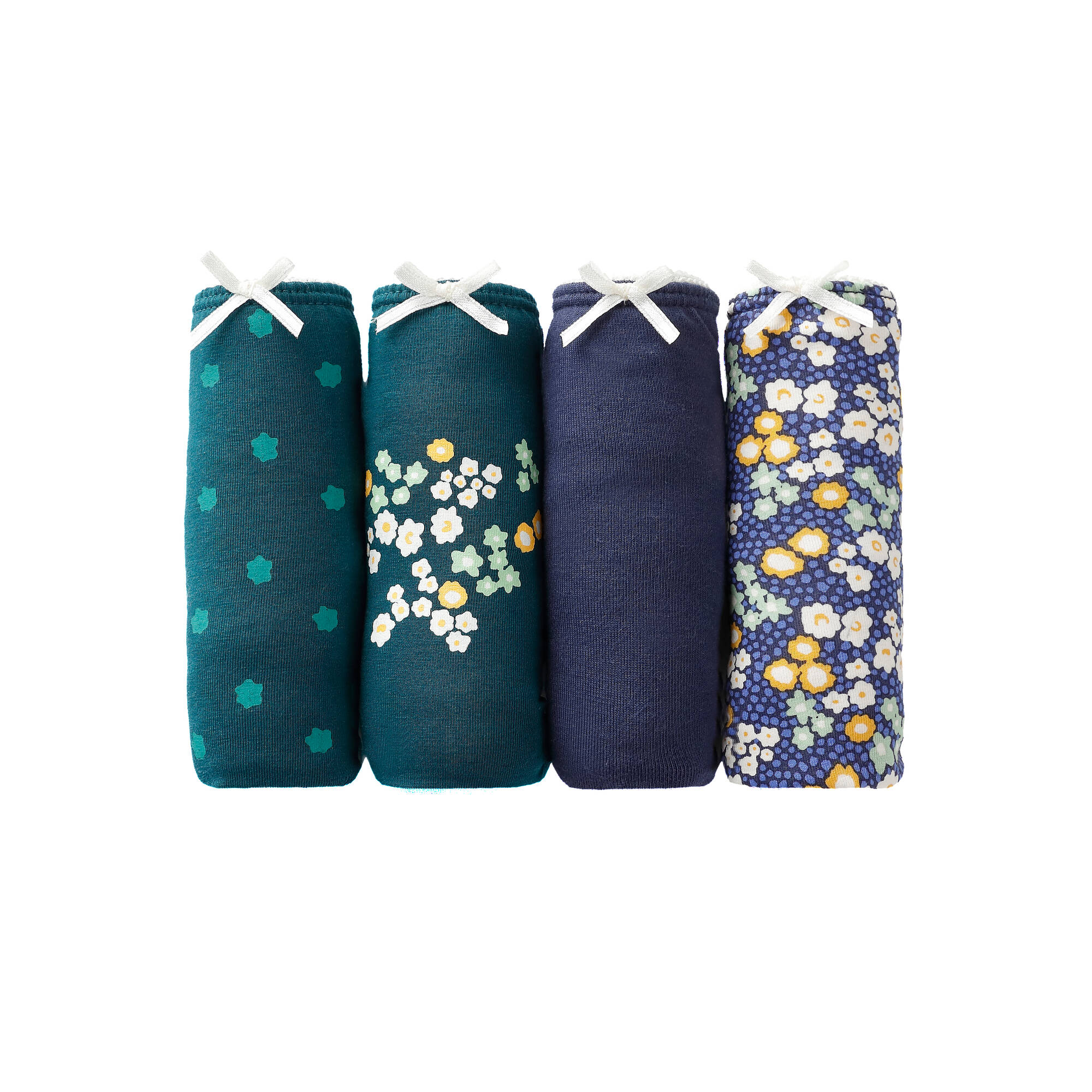 Slip coton stretch imprimé "fleurs' - lot de 4