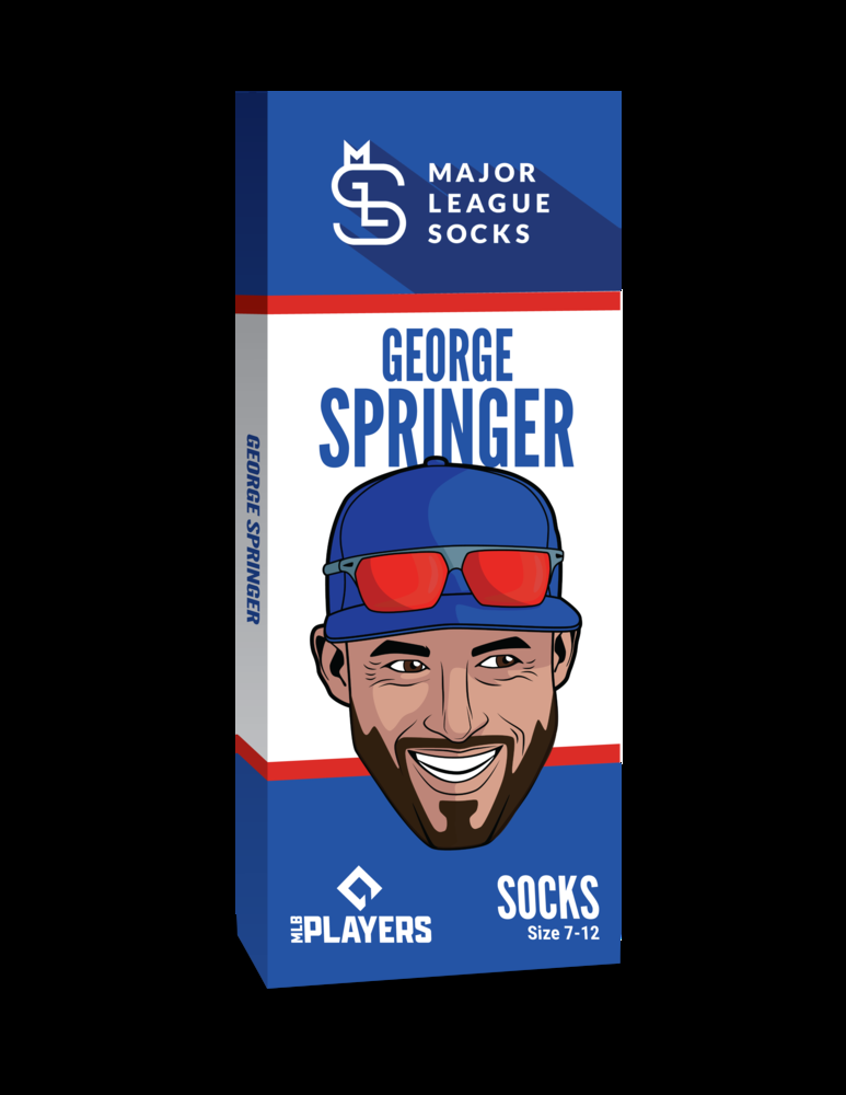 Mustang Major League Toronto Blue Jays George Springer Cotton Blend Crew Socks, Size 7-12