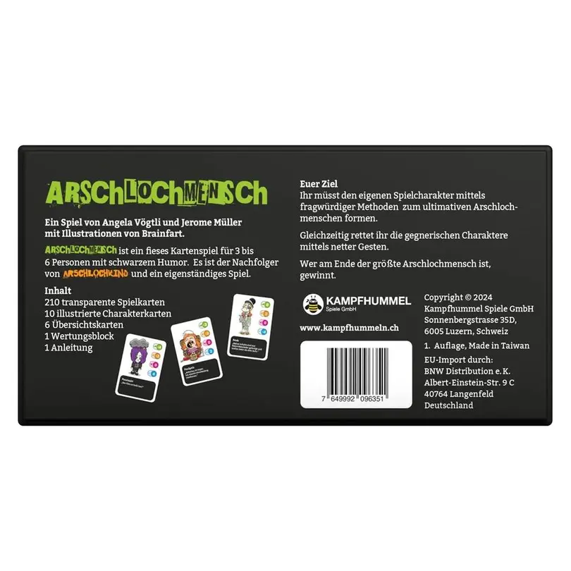 Kartenspiel Set bestehend aus verschiedenen Artikeln Arschlochmensch