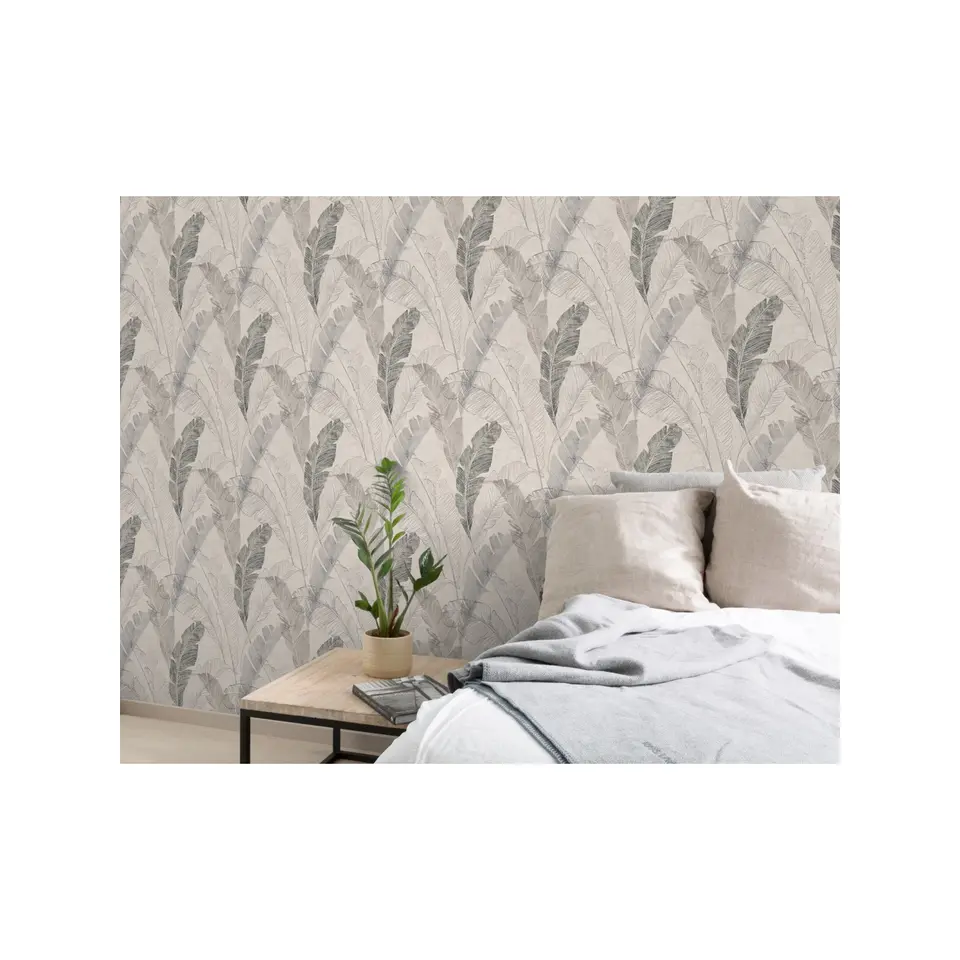 Dutch Wallcoverings - Myriad Tropical Leaf grijs - 0,53x10,05m