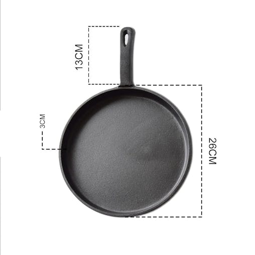 SOGA 2X 26cm Round Cast Iron Frying Pan Skillet Griddle Sizzle Platter
