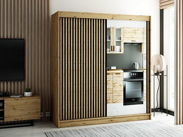 Armoire Lamelo 2 a portes coulissantes H. 200 x L. 200 x P. 62 2 portes
