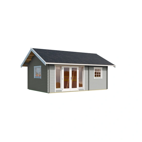 Blockbohlenhaus »Caroline«, BxHxT: 675 x 330,6 x 489,9 cm (Außenmaß inkl. Dachüberstand), grau