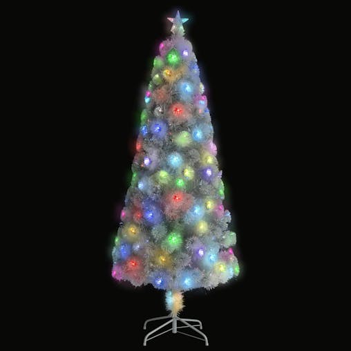 NNEVL Artificial Christmas Tree with LED White 210 cm Fibre Optic