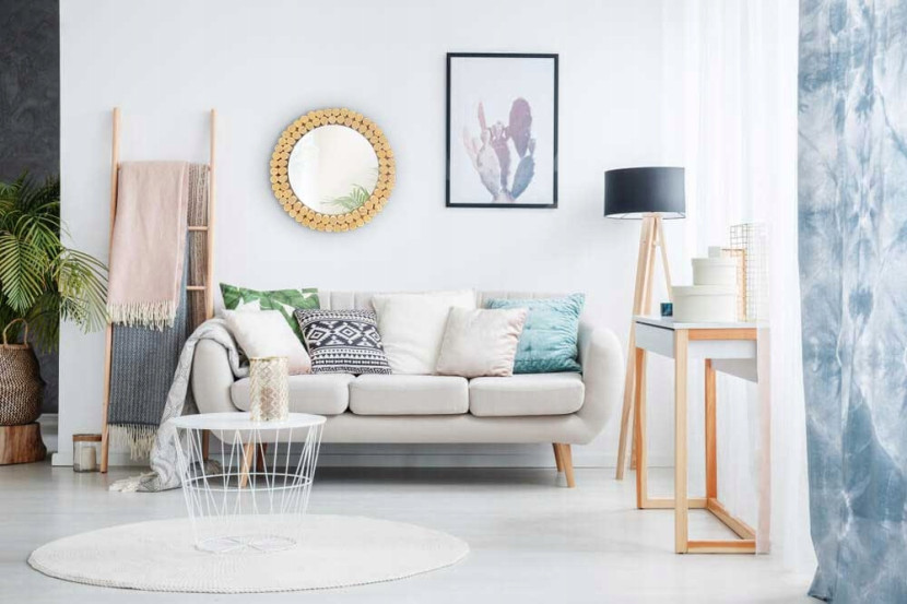 Okrągłe Lustro Boho Drewno Ścienne 36Cm Naturalne 8306