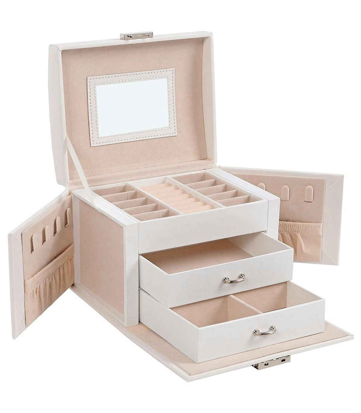 - Coffret à bijoux avec 2 tiroirs et rangements - H12 cm
