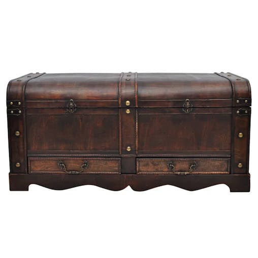 NNEVL Wooden Treasure Chest Large Brown