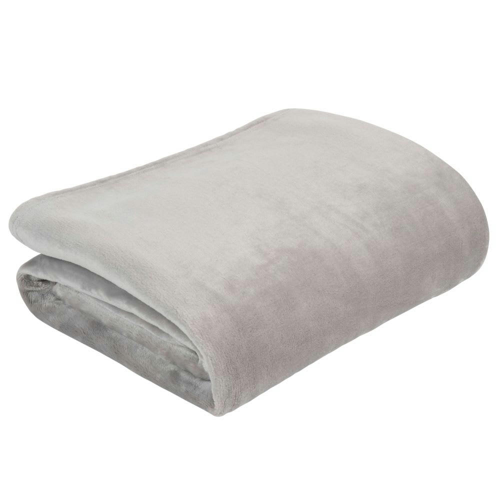 - Plaid en polyester recyclé gris 150x230