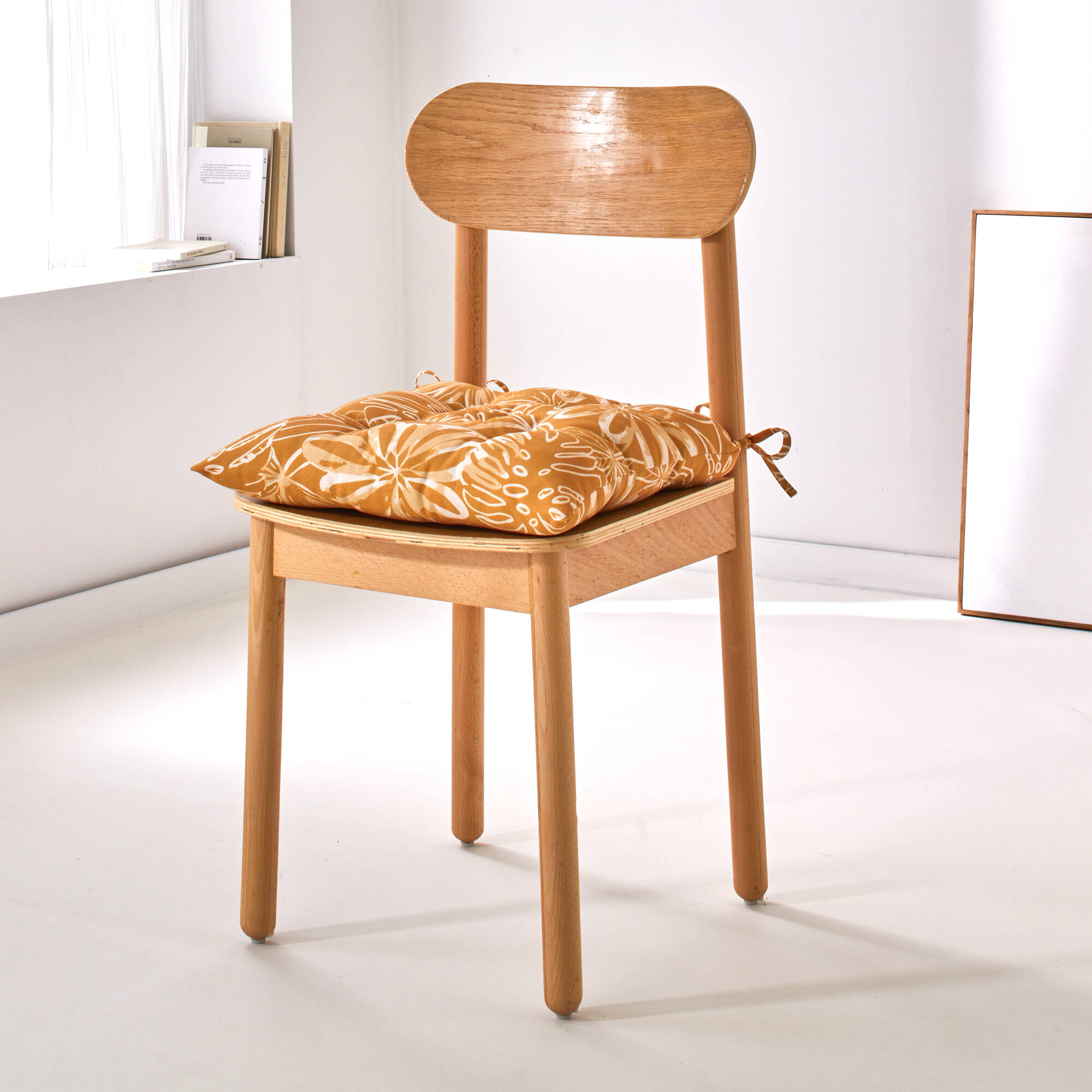 Galette de chaise carrée imprimé fleuri - lot de 2