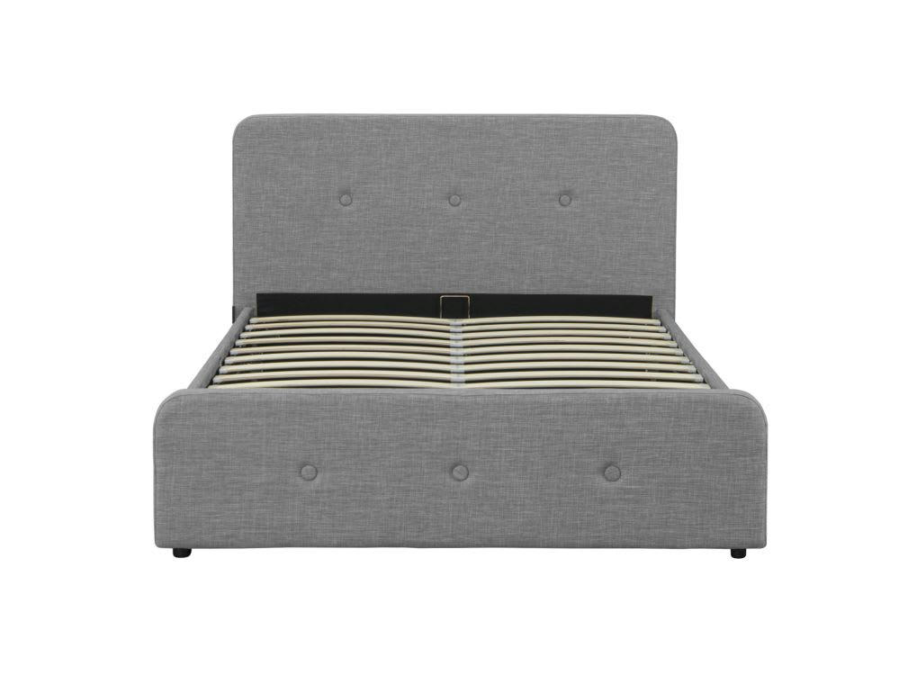 BELLY - Cadre de lit tissu, tête de lit, sommier, coffre -Gris clair-140x190cm