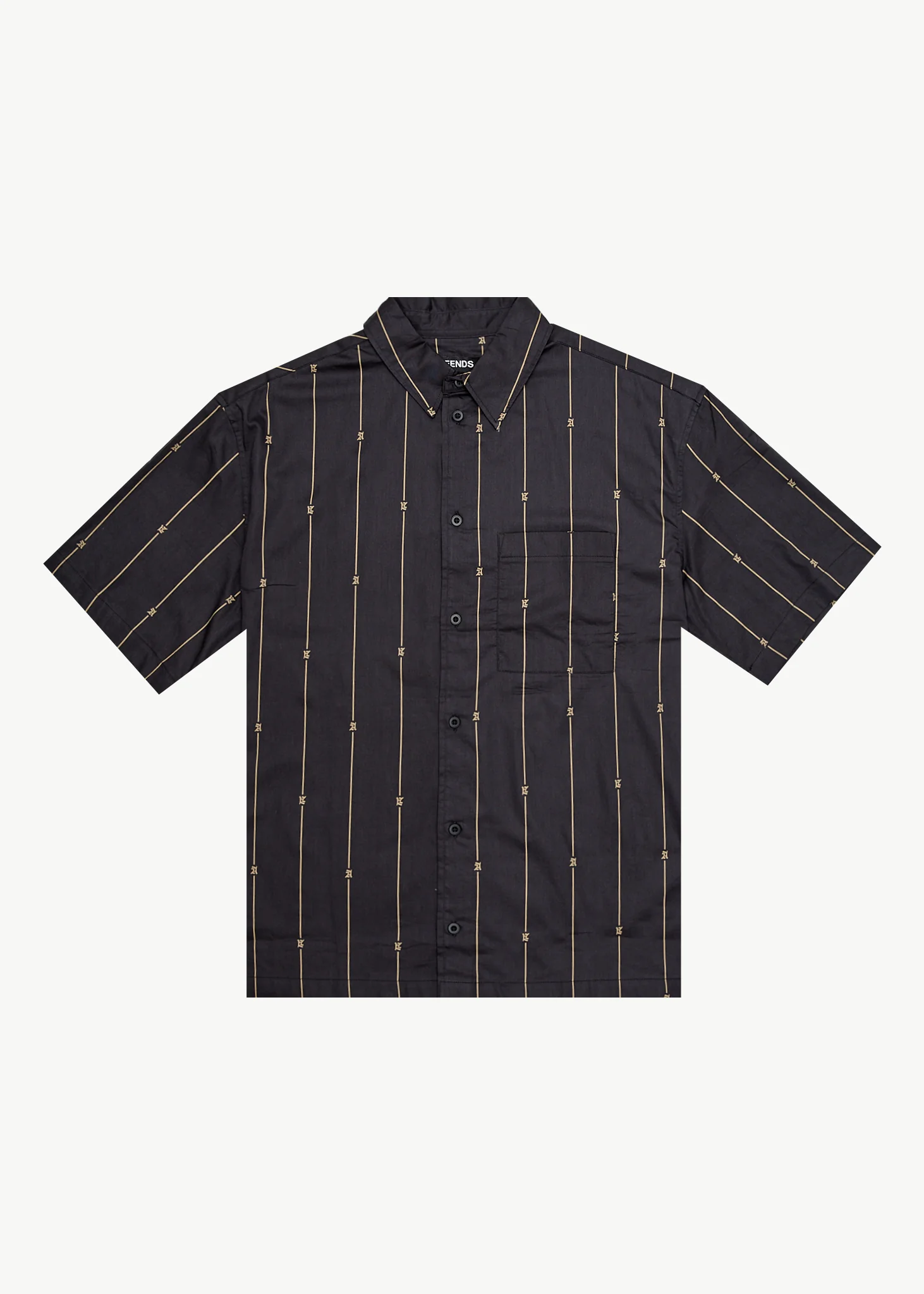AFENDS Mens A Stripe - Short Sleeve Shirt - Black