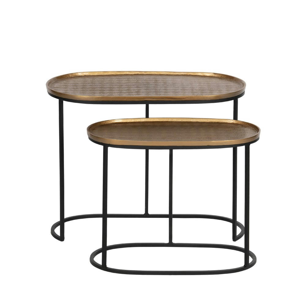 EMBRACE - 2 tables d'appoint gigognes en métal laiton