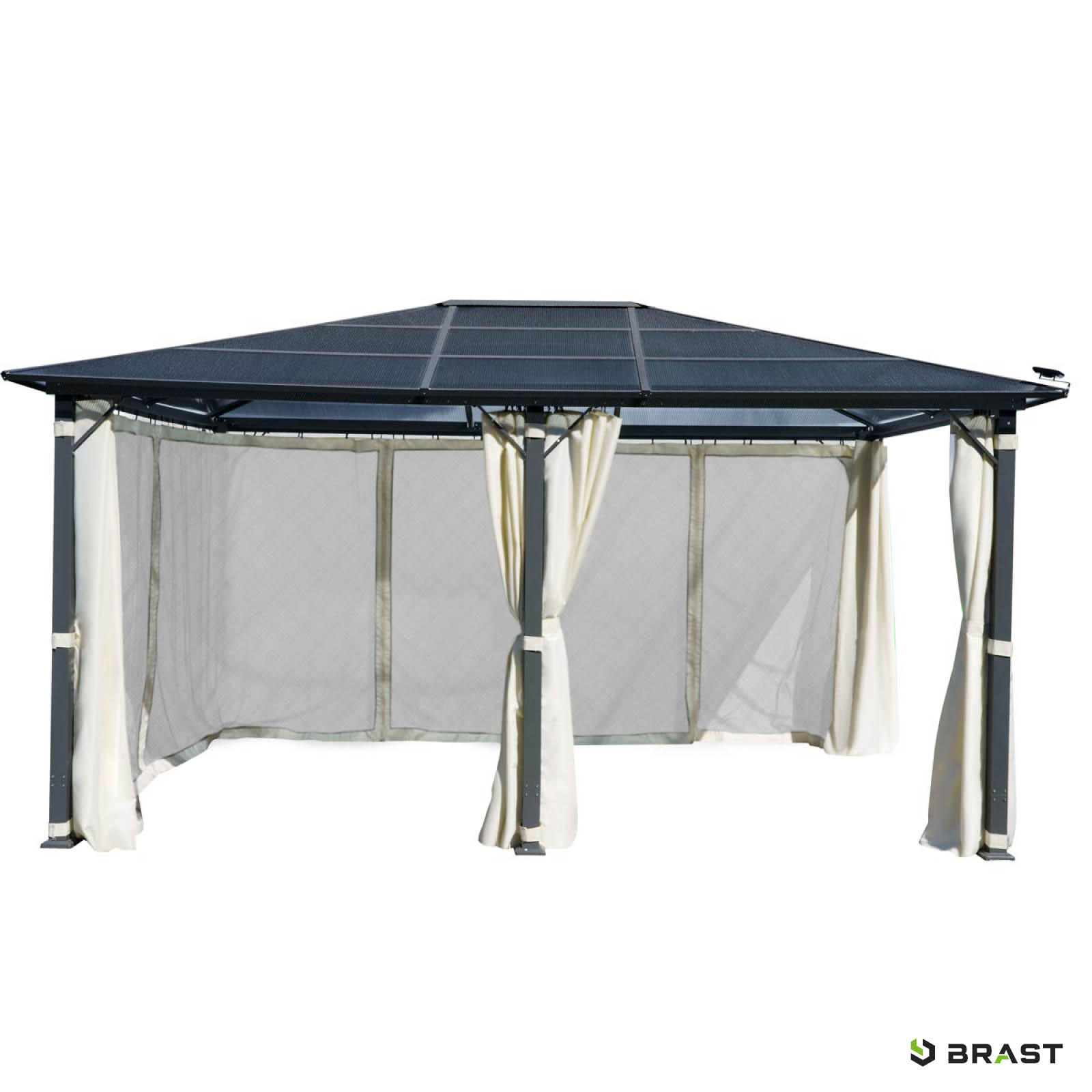 BRAST Alu-Pavillon PREMIUM 3,6x4,8m beige inkl. LEDs
