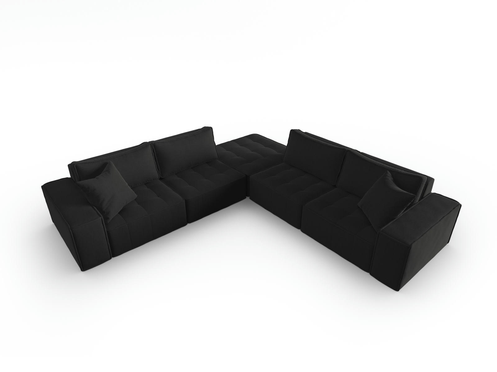 MIKE - Canapé d'angle symétrique modulable 7 places en tissu structurel noir