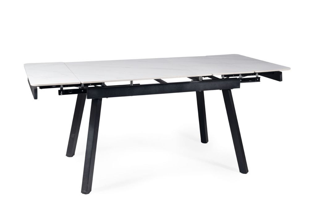 Stół rozkładany JOHN 120(180)x85 biały/czarny mat