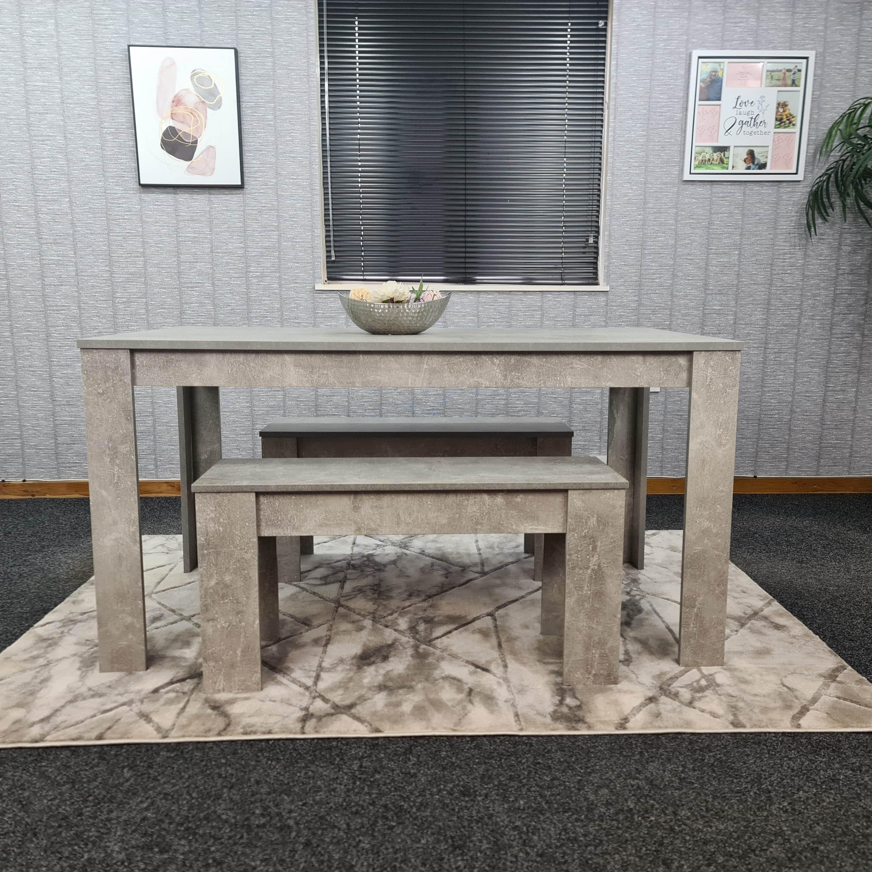 KOSY KOALA Grey kitchen Dining Table and 2 Benches Set of 4 space saver dining room