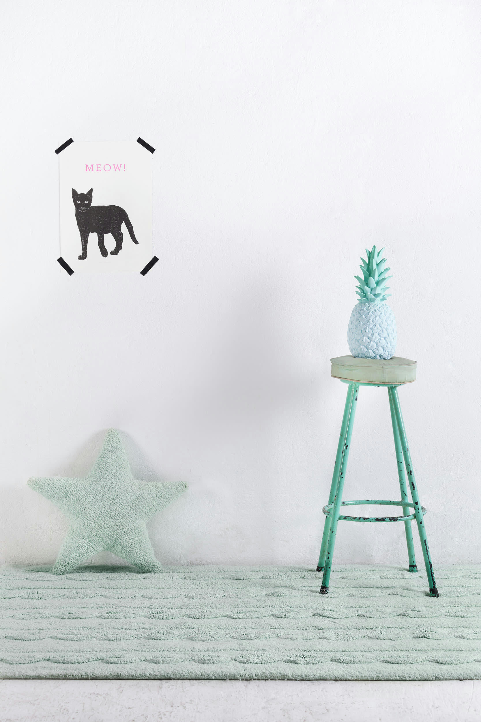 STAR - Coussin étoile en coton vert 54x54