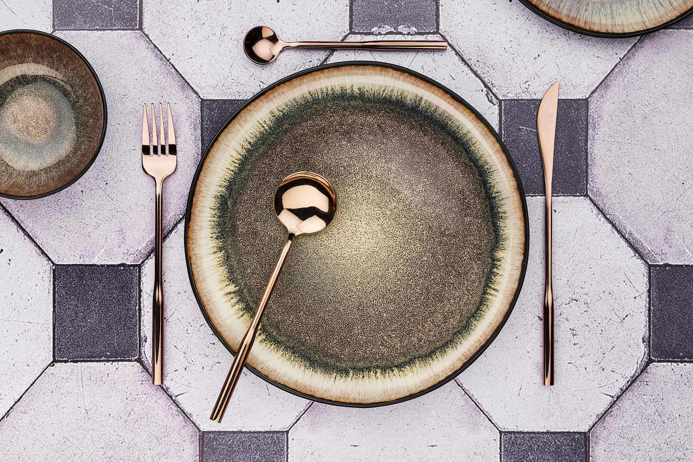 NUDE - Lot de 24 couverts de table en inox cuivre