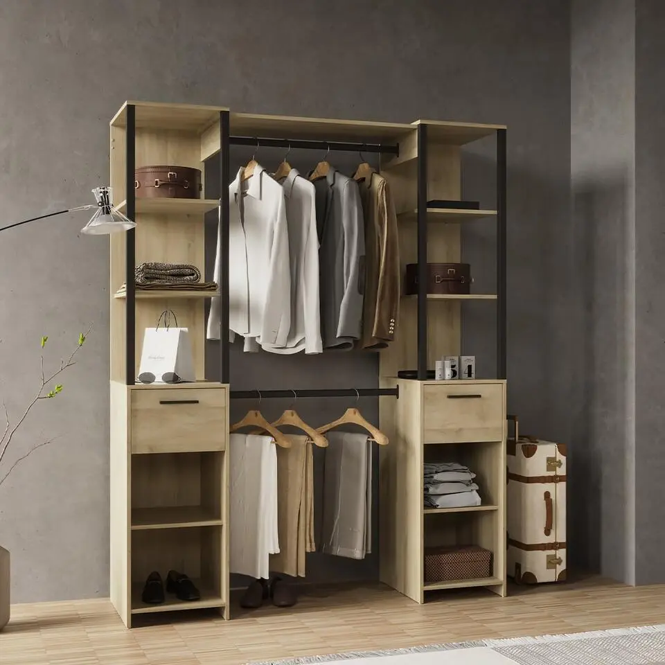 Calicosy - GARY Kledingkast Slaapkamer - Licht hout - 49,5x159,8x200,3 cm