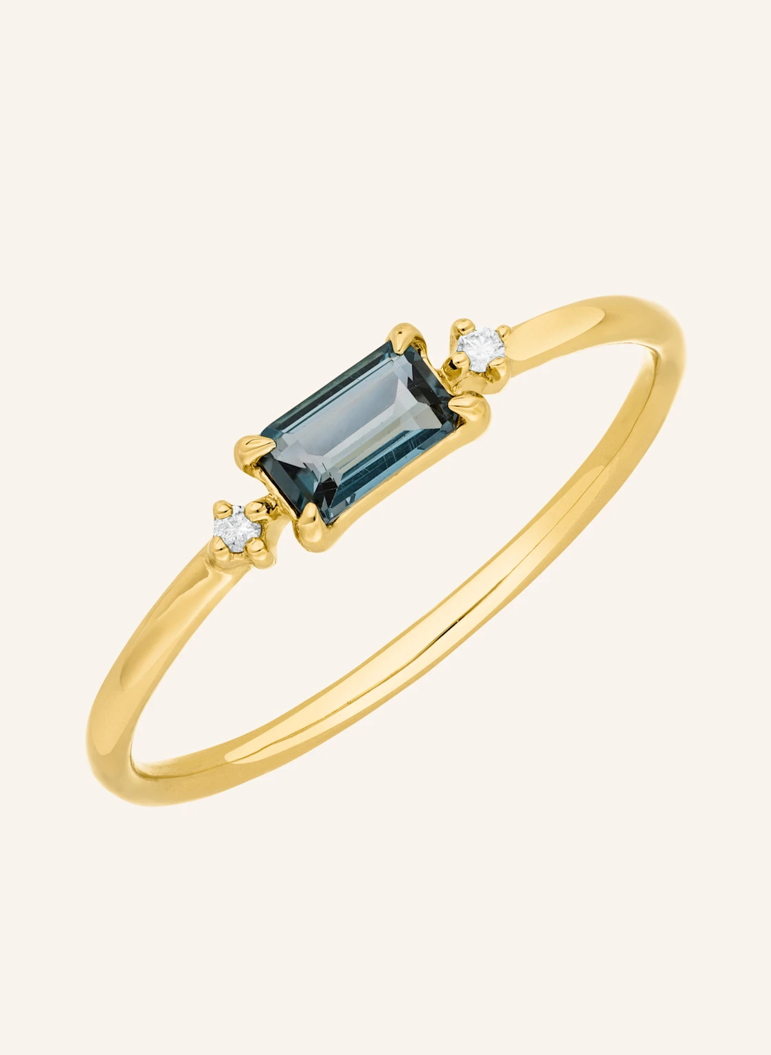 Leaf Ring LONDON BLUE TOPAZ aus 14 Karat Gelbgold
