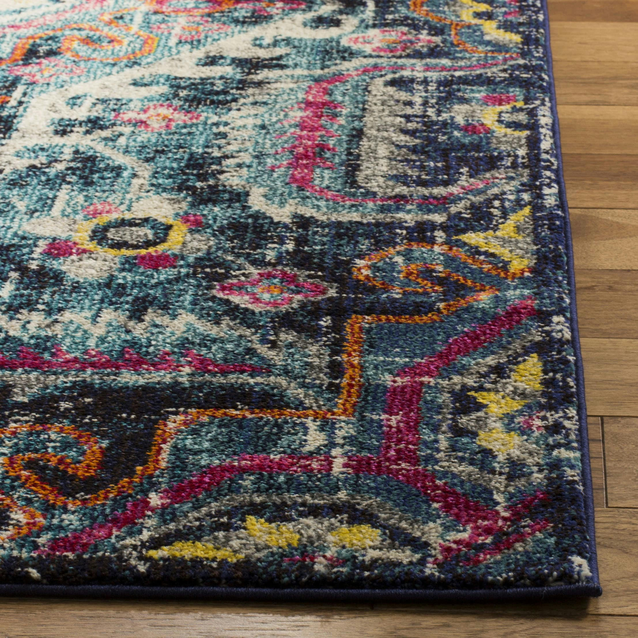 MONACO - Tapis de salon interieur en bleu & fuchsia, 66 x 244 cm