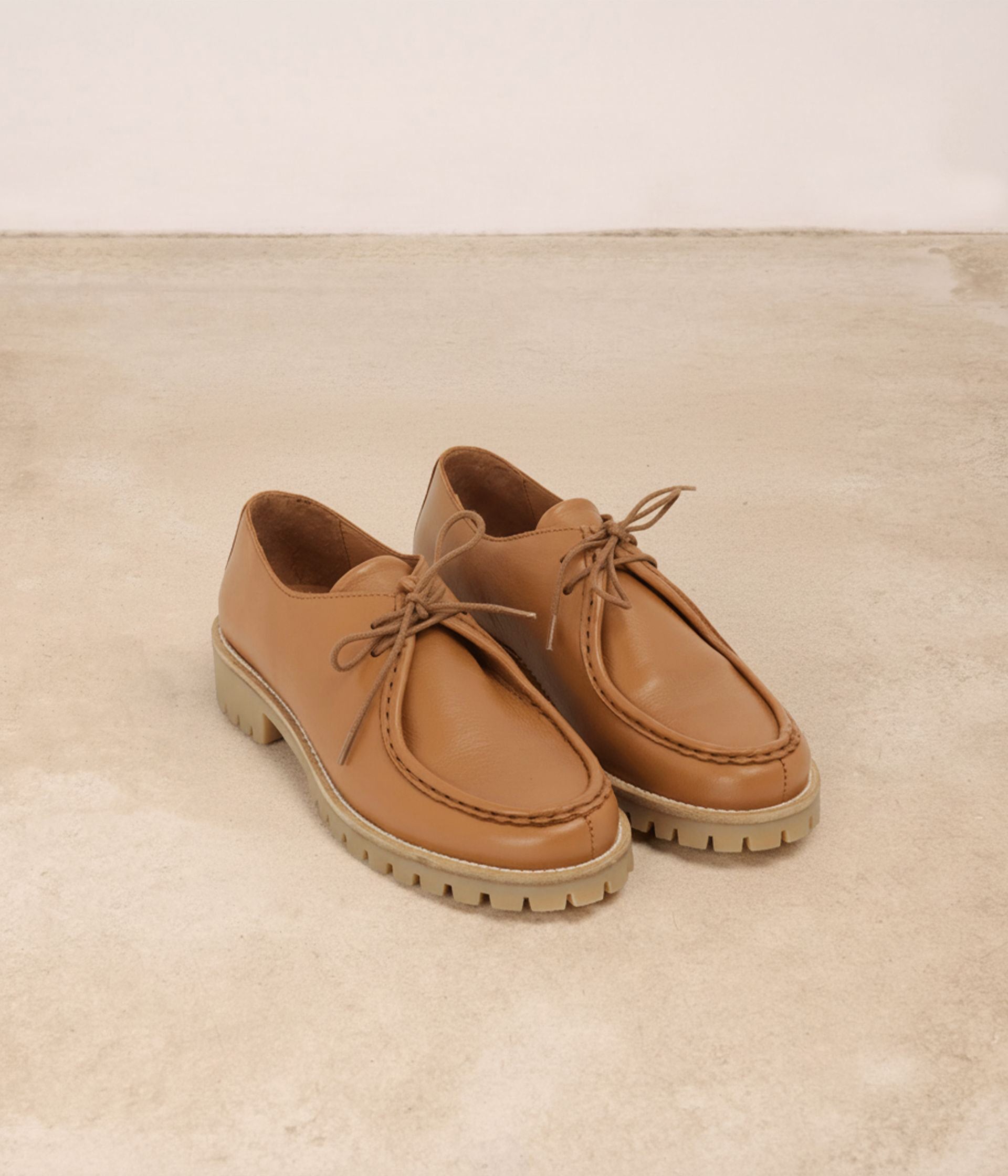 Derbies en cuir cognac Georgette