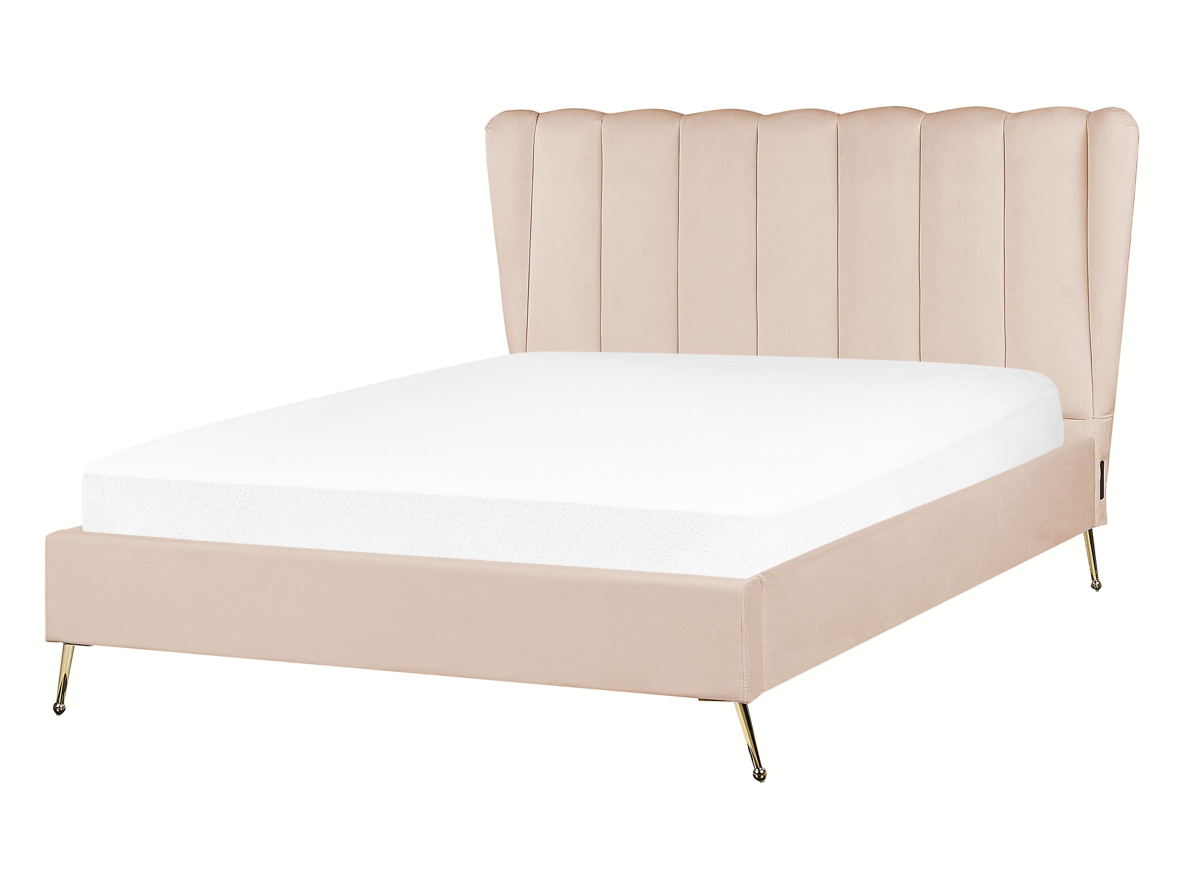 Bed Velvet MIRIBEL 140 x 200 cm (EU Double) Beige