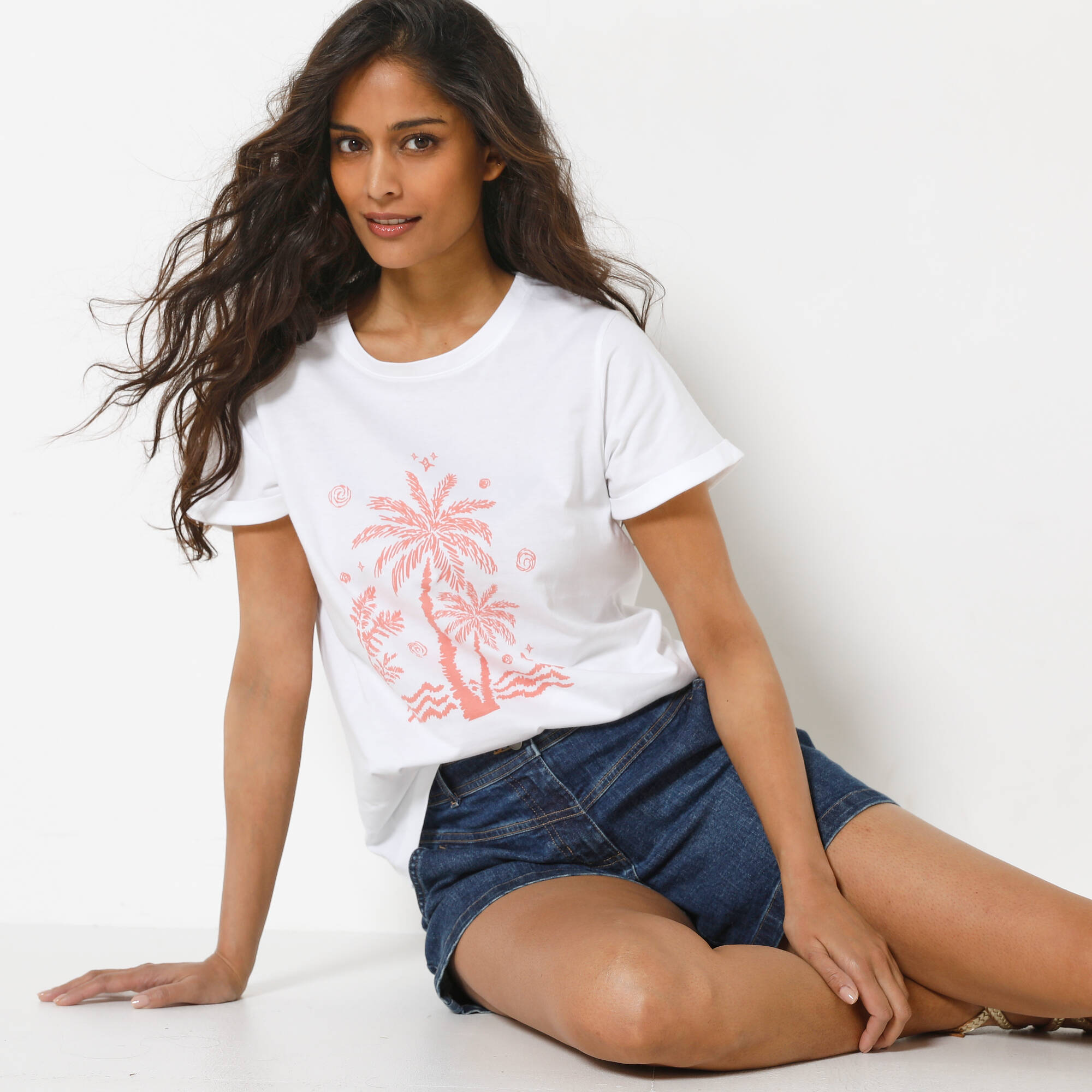 T-shirt manches courtes imprimé palmiers