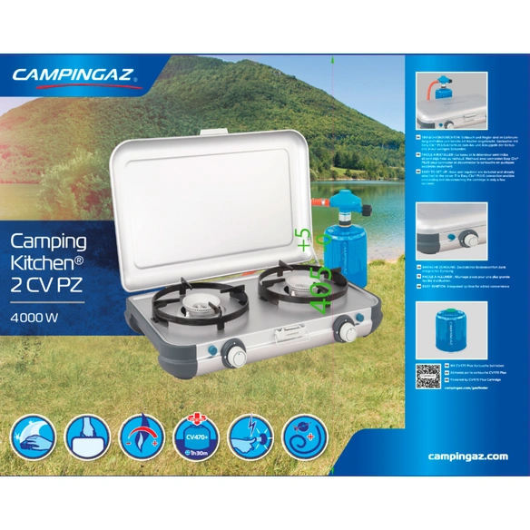 Camping-Kocher, silberfarben/schwarz, Stahl