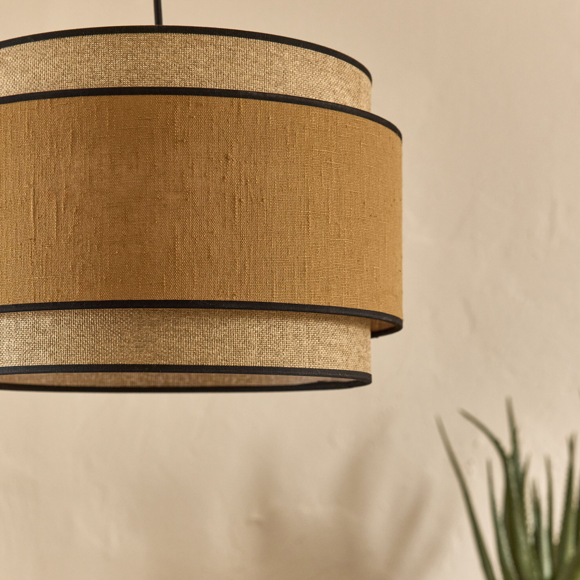 KASTELL - Abat-jour cylindrique en tissu D38cm - jaune miel