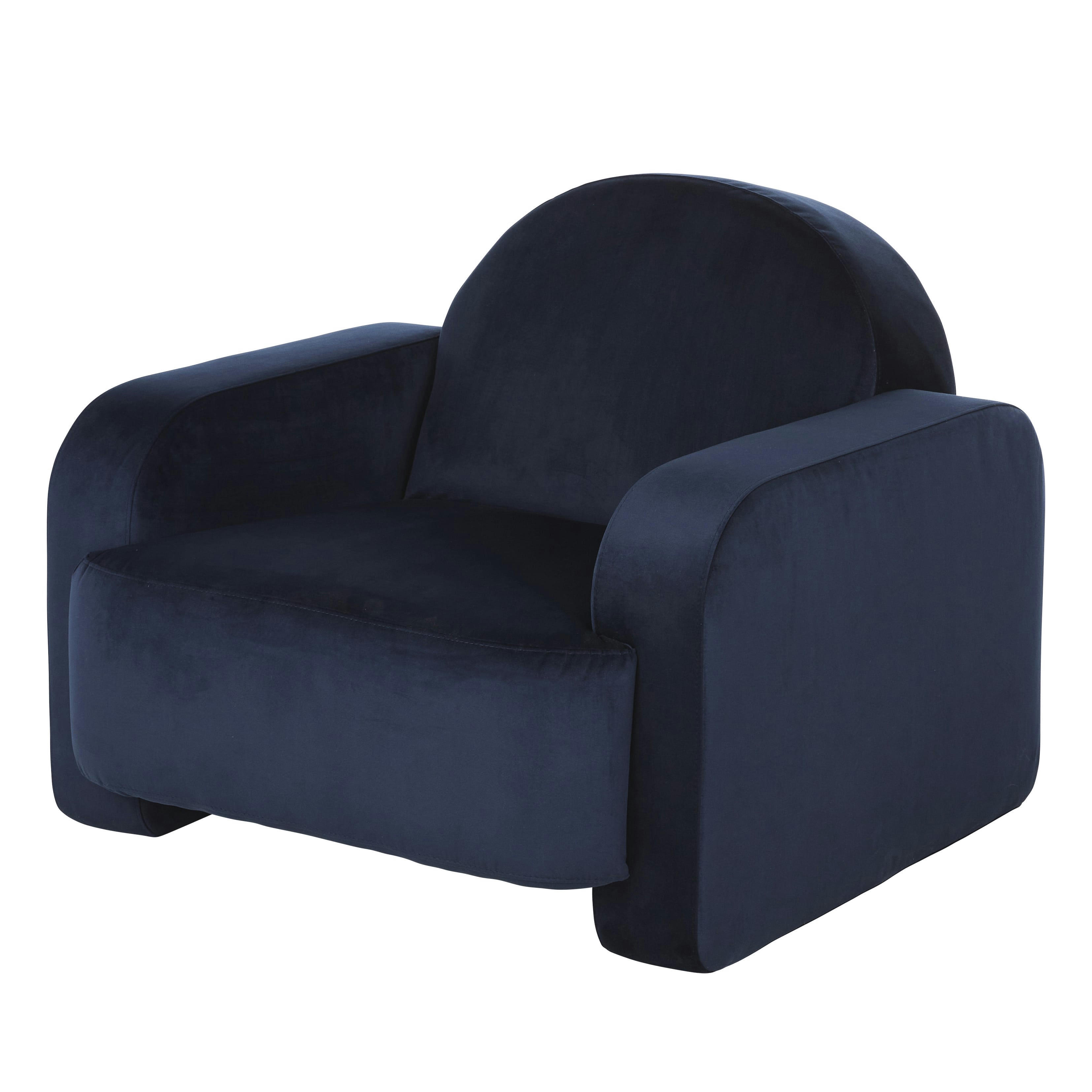 Fareed Business - Fauteuil professionnel en velours bleu nuit