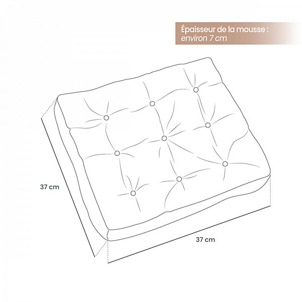 Lot de 4 galettes, coussins carrés capitonnés pour chaise - Gris foncé - Linxor