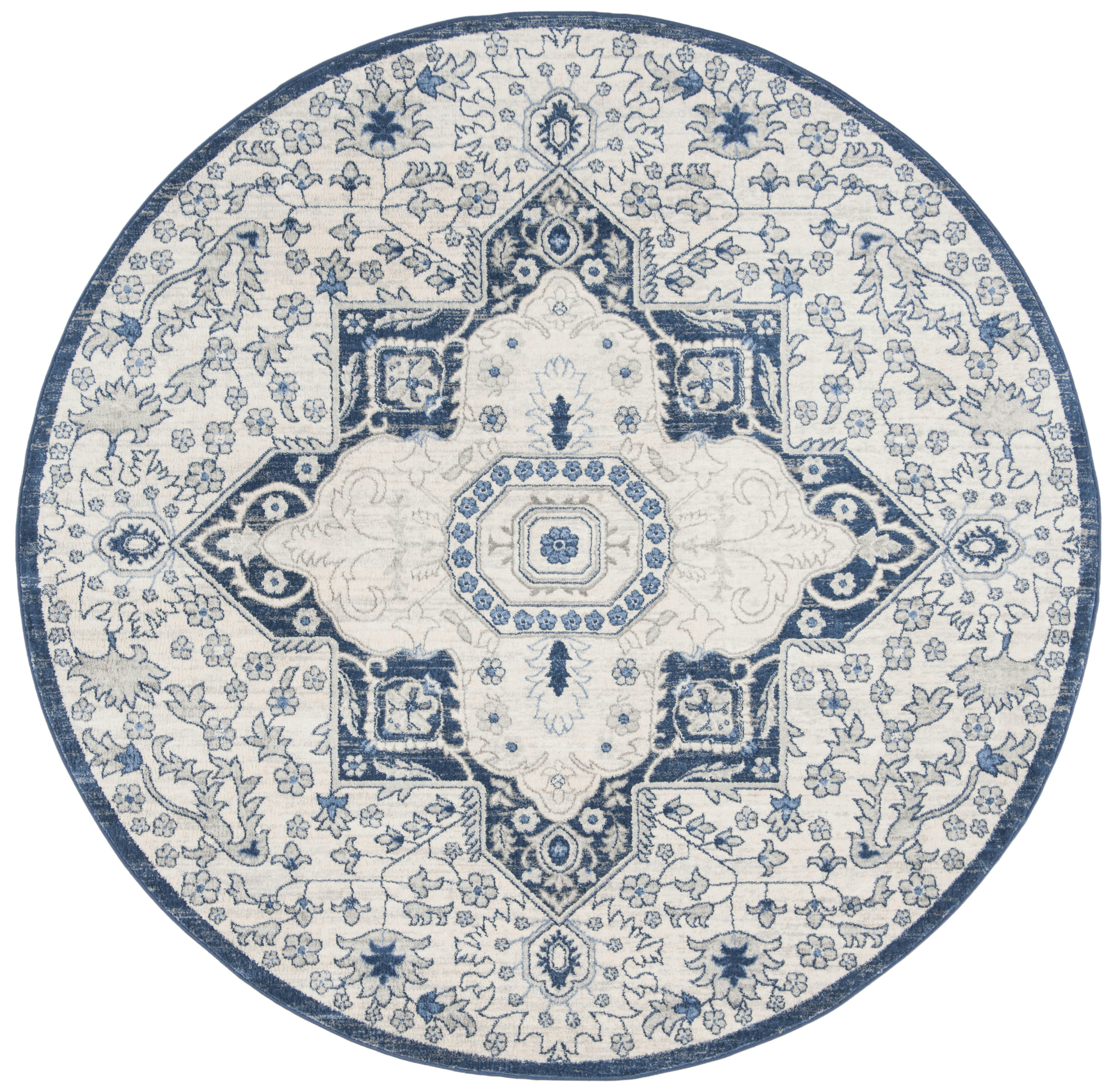 BRENTWOOD - Tapis de salon interieur en crème & bleu, 201 x 201 cm