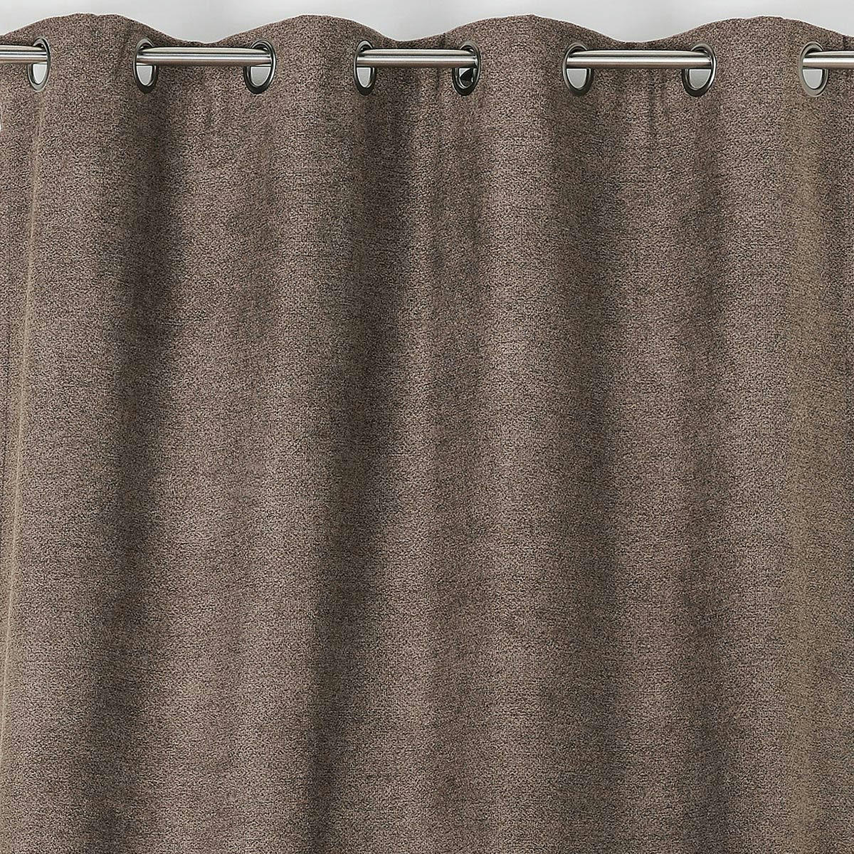 - Rideau obscurcissant aspect laine chinée polyester marron 250 x 140