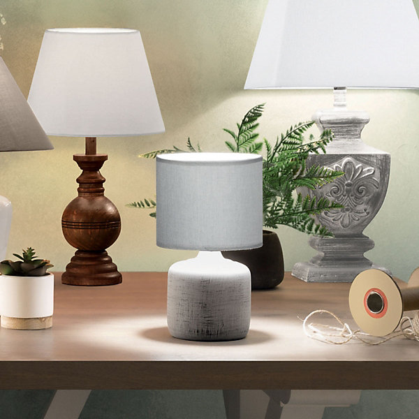 Lampe Salta grise - céramique H26.5 cm - Atmosphera