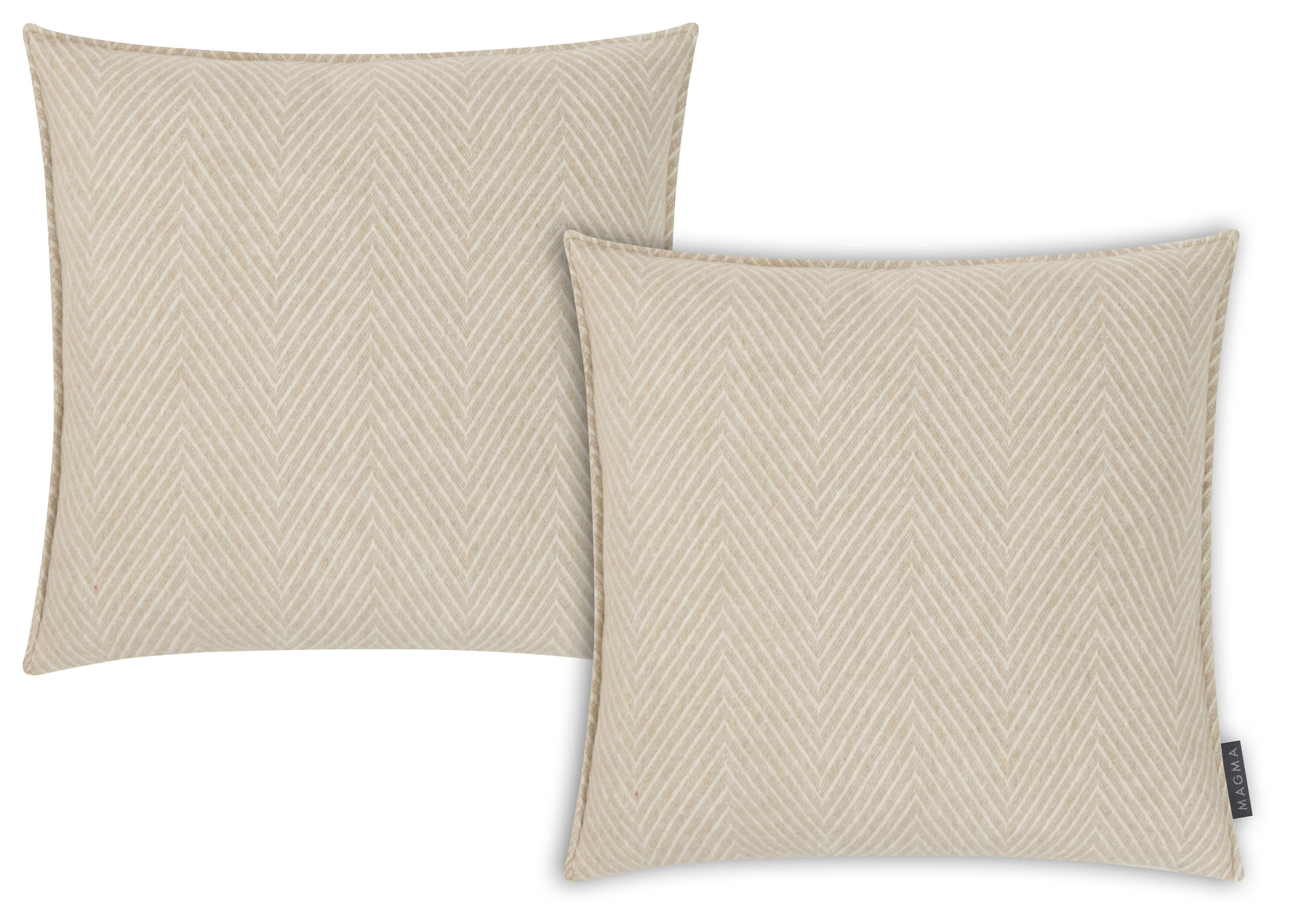 MERIDA - Housses de coussin chevrons nature coton recyclé- Lot de 2 - 45x45