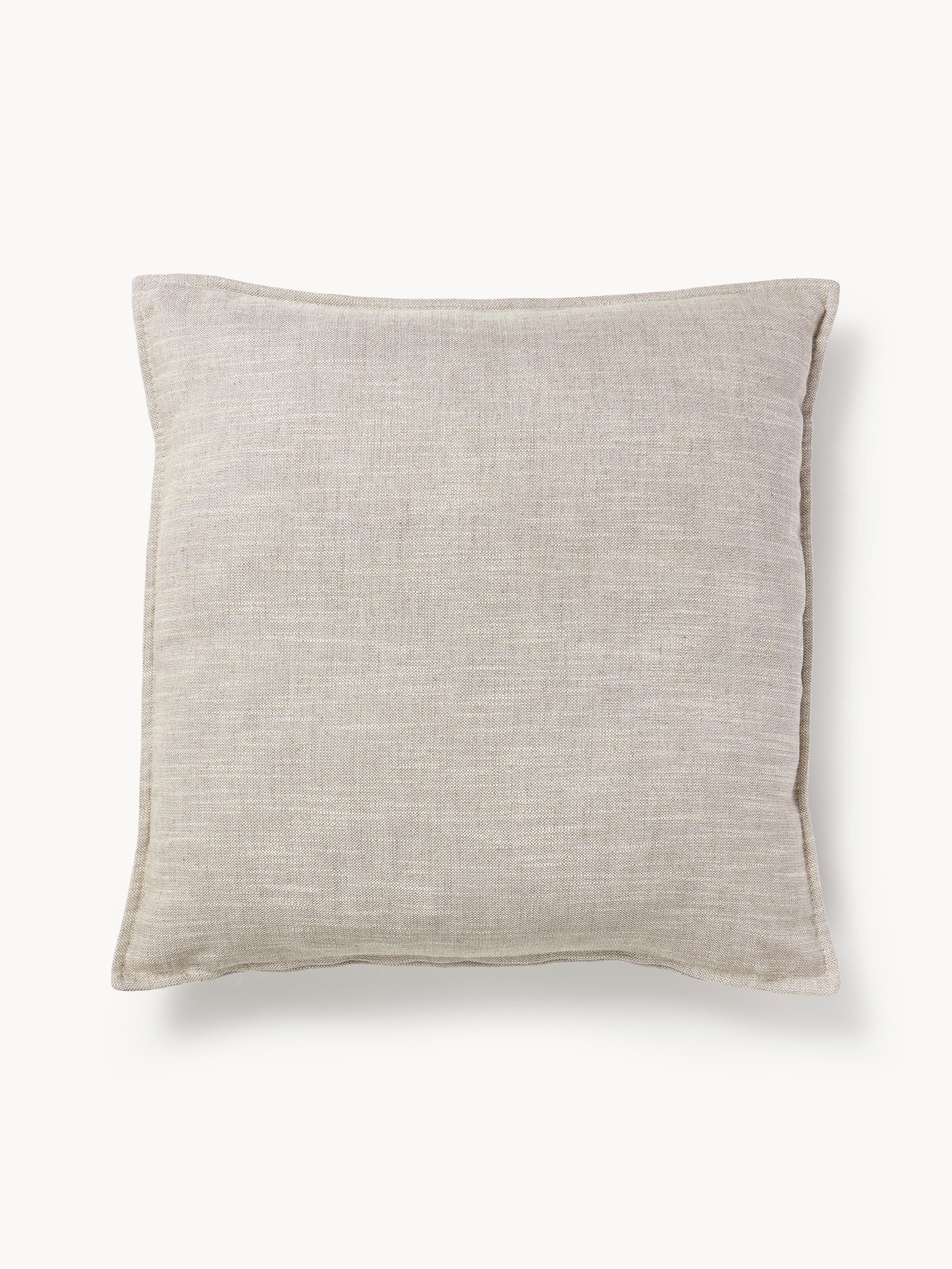Großes Sofa-Kissen Lennon aus Leinen-Mix, 60 x 60 cm