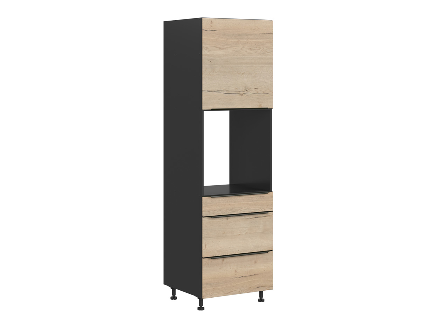 Szafka pod zabudowę piekarnika Sole L6 60 cm z szufladami cichy domyk dąb halifax natura
