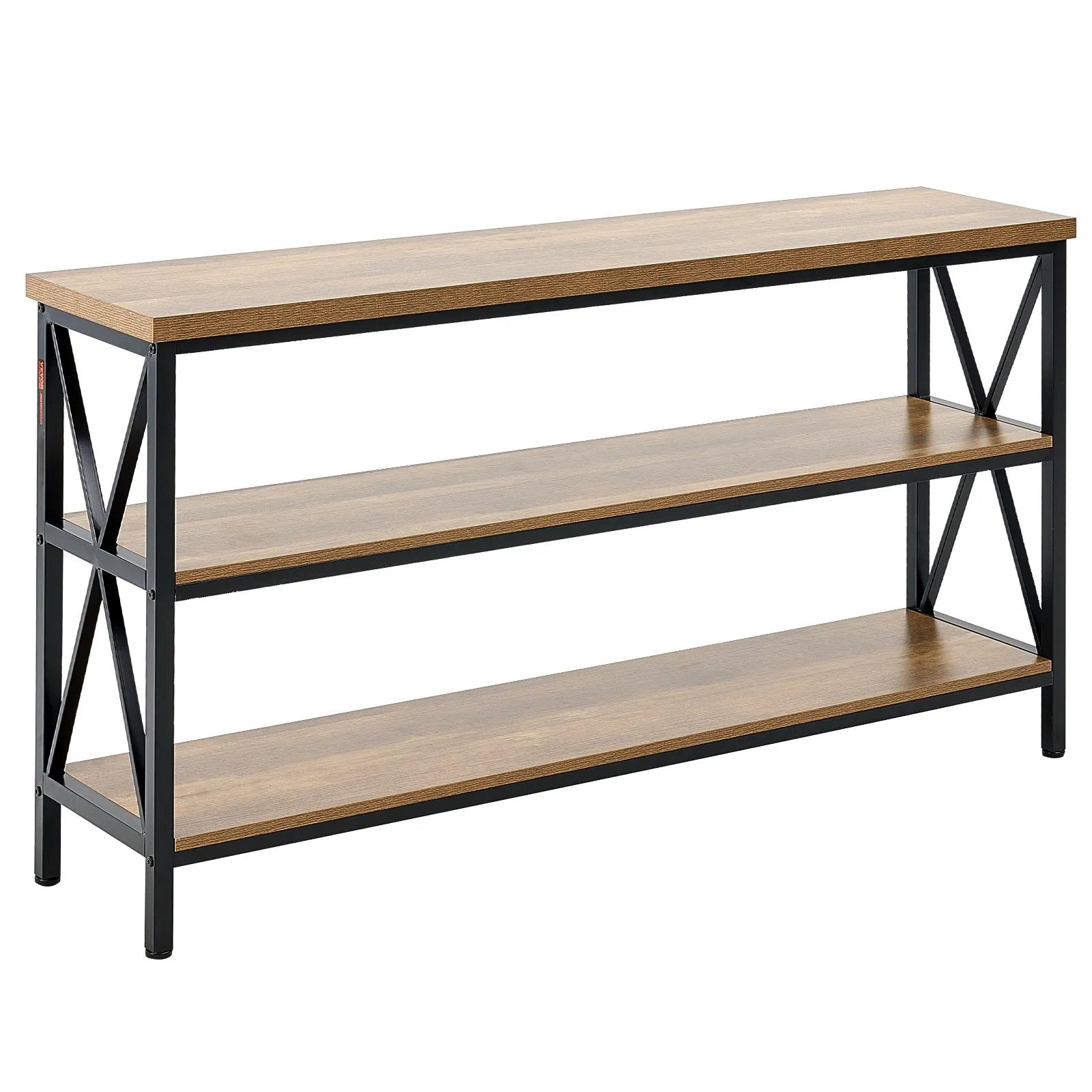 Konsola wąska 140 cm 3-poziomowa metalowa półka do salonu i korytarza