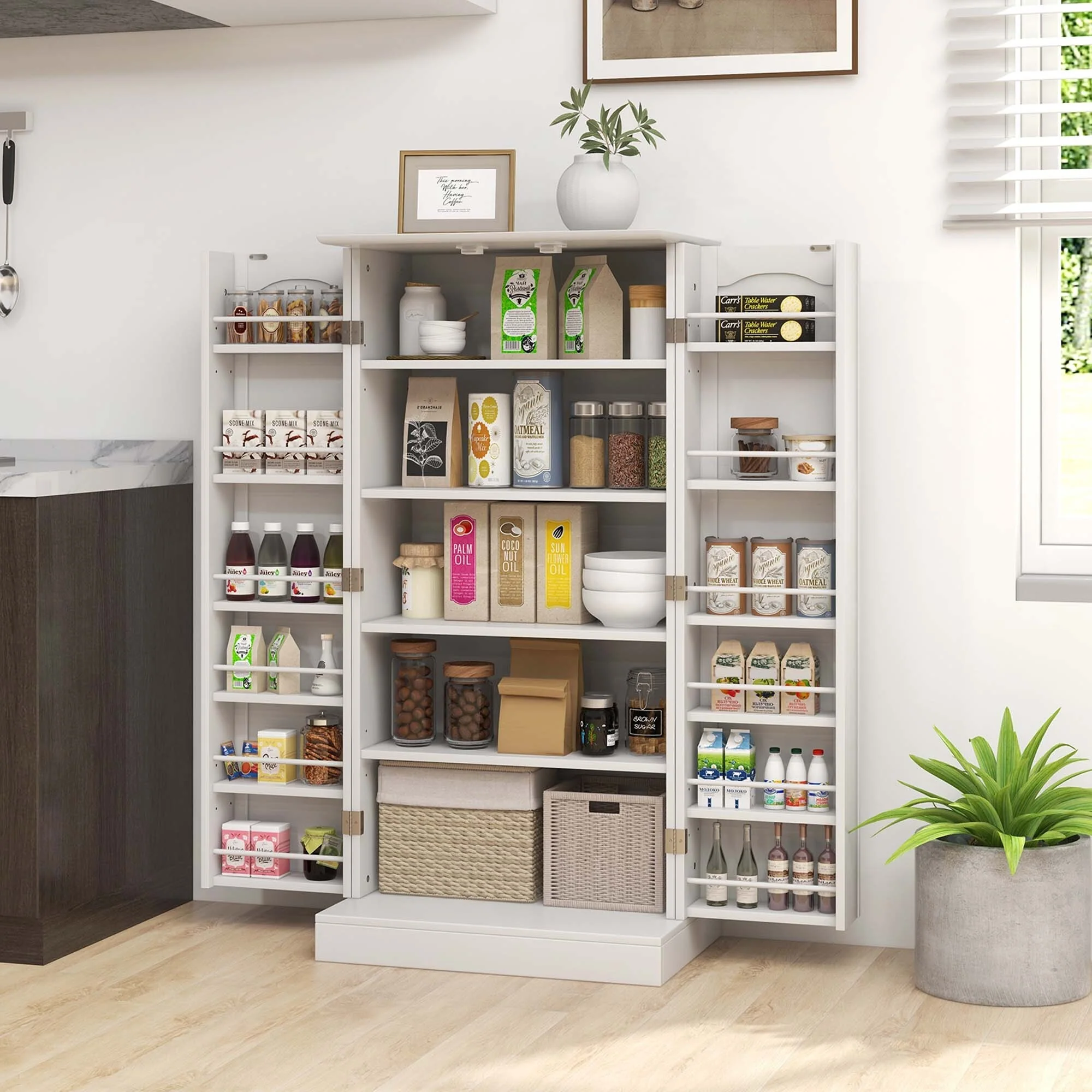 Costway 47.5 kitchen Pantry Cabinet with Doors Adjustable Shelves - See Details