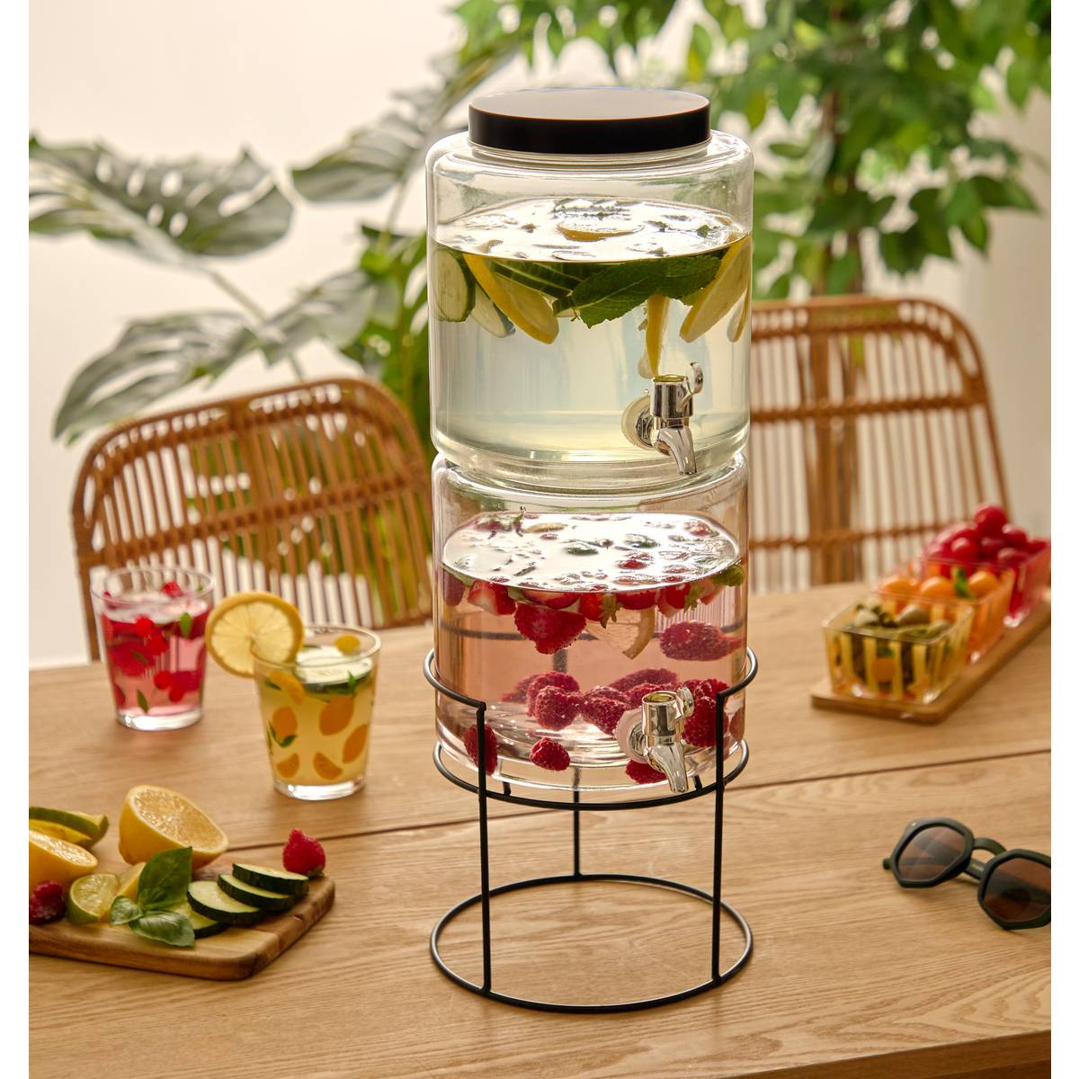 "Distri" Beverage Dispenser Glass, 2x3.8L, Transparent