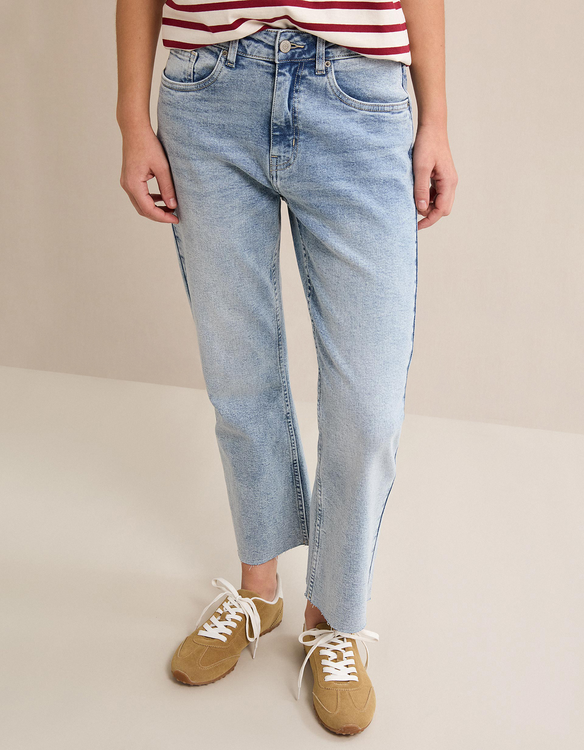 Calças de Ganga 'Cropped Flare', Mulher, Azul Claro