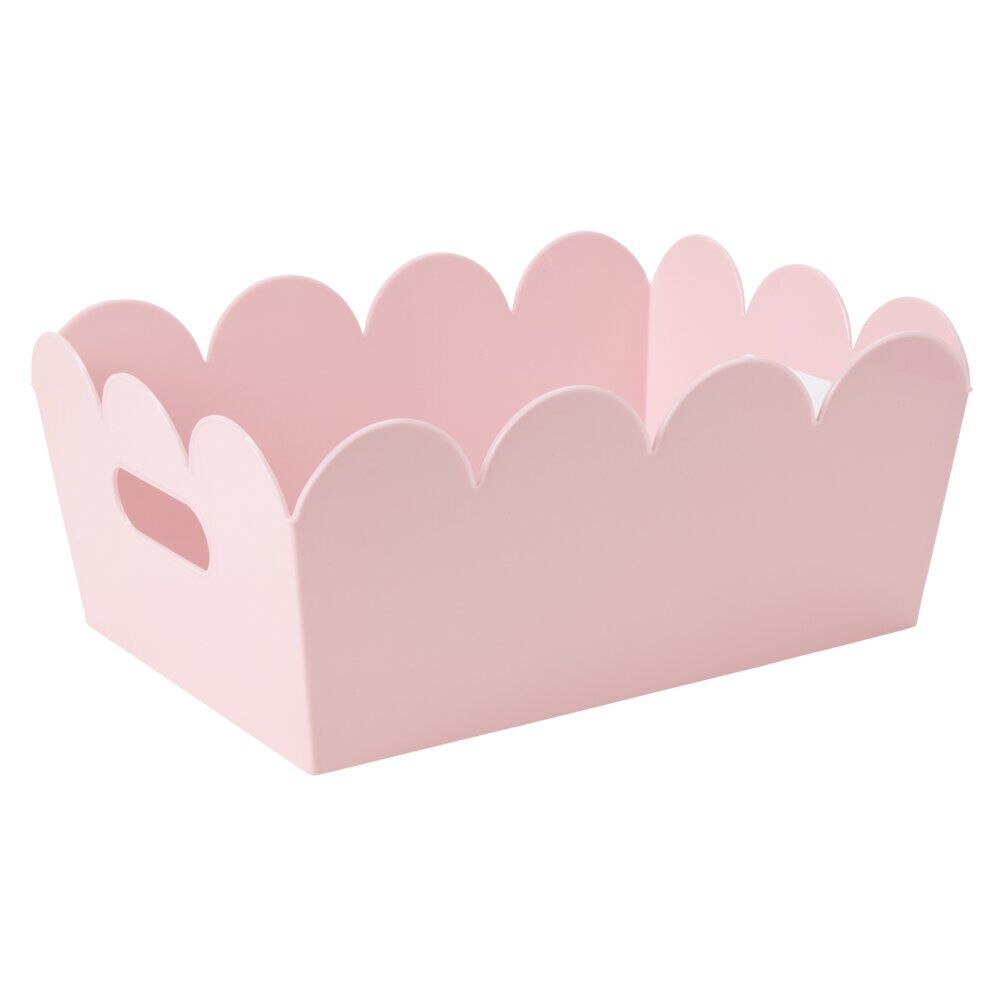 Panière rebord ondulé plastique coloré pastel 34,5x25,5xH14,5cm (3 modèles)