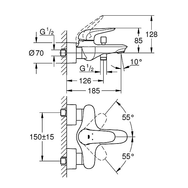 GROHE Wave Mitigeur monocommande Bain / Douche Chromé 32286001